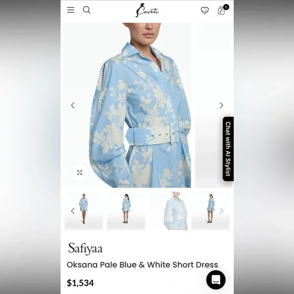 Beulah dress - inspired by safiyaa Oksana Pale Blue & White Short Dress - Picture 4 of 11